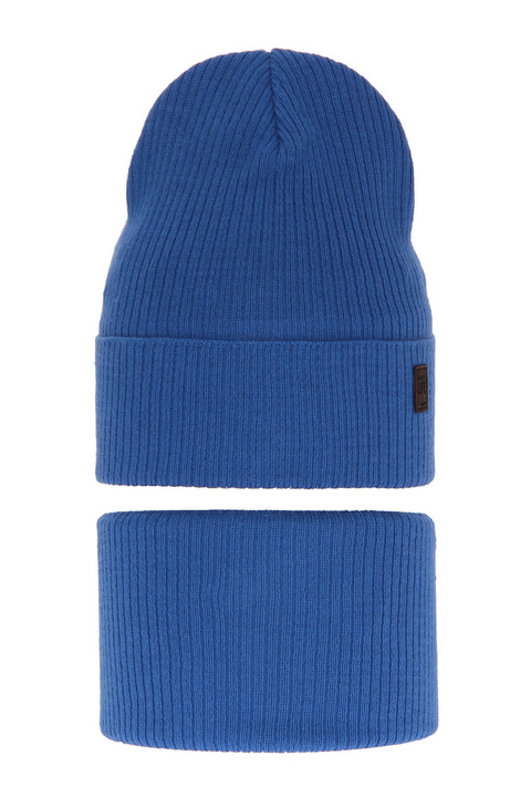 Fiú őszi/tavaszi szett: sapka és , pamuttal, kék sárkányos csősál Dragon