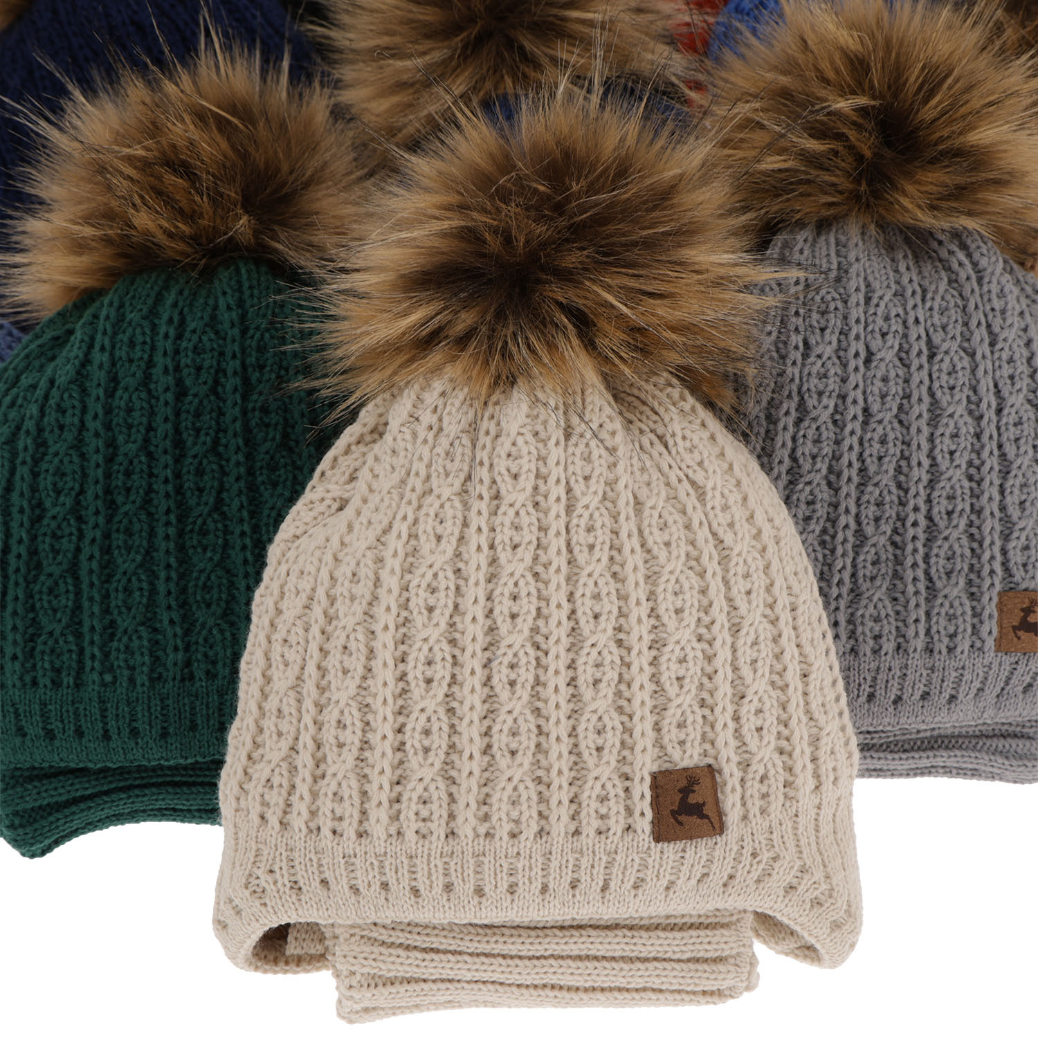 Fiú téli szett: sapka pomponnal és sál tengerészkék Pago