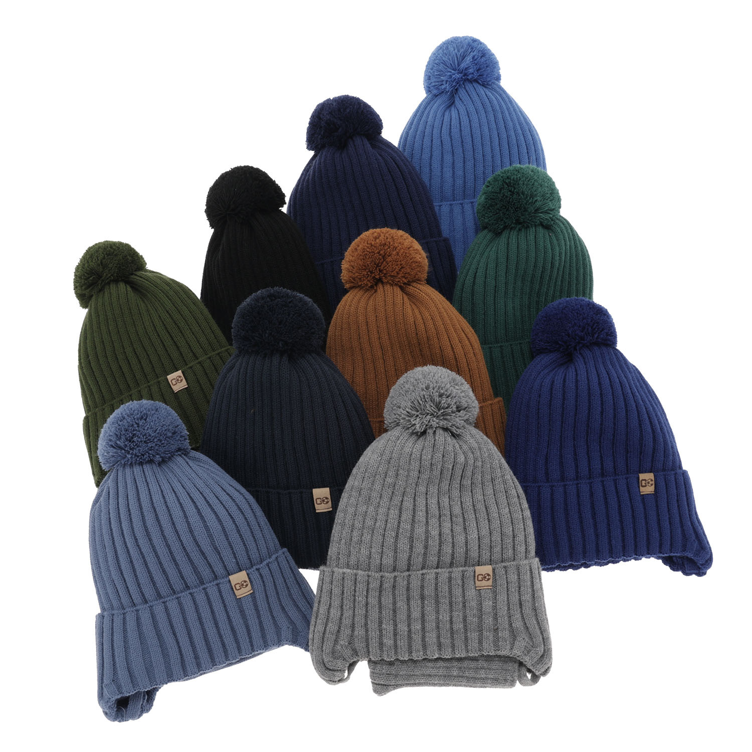 Fiú téli szett: pomponos sapka és sál fekete Carlo