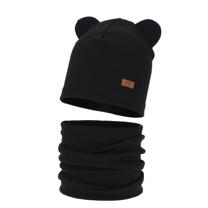 Kisfiú tavaszi-őszi fekete sapka és nyakmelegítő szett, Gregory