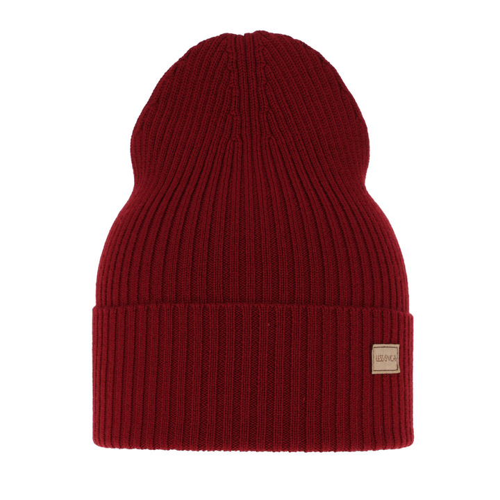 Őszi-téli női bordó sapka 100% extra finom merinói gyapjúból Sophie