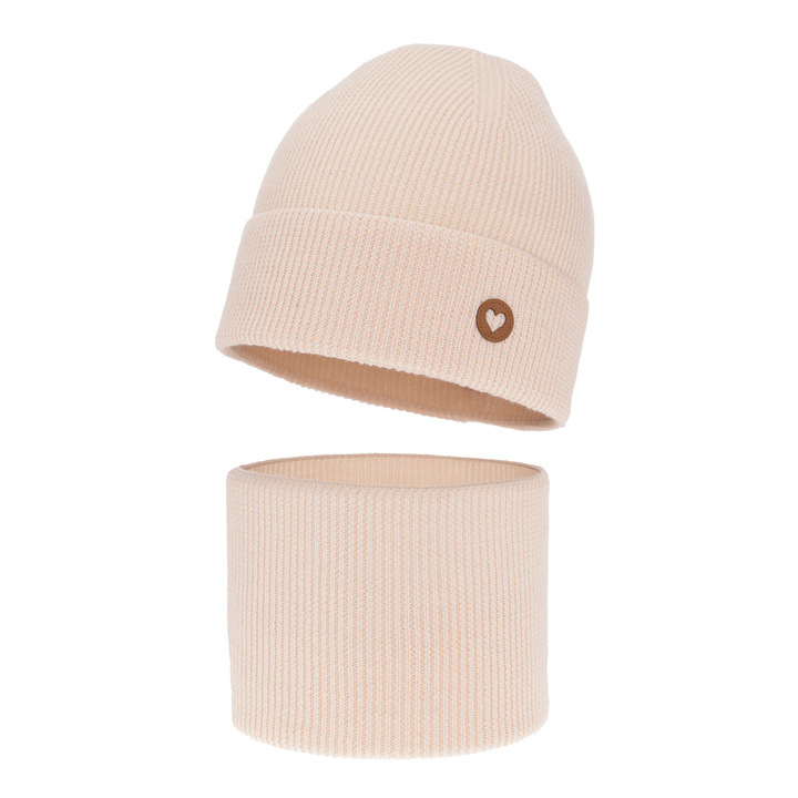 Őszi/tavaszi szett lányoknak: sapka és sál rózsaszín 100% gyapjú extrafine merinó Brook