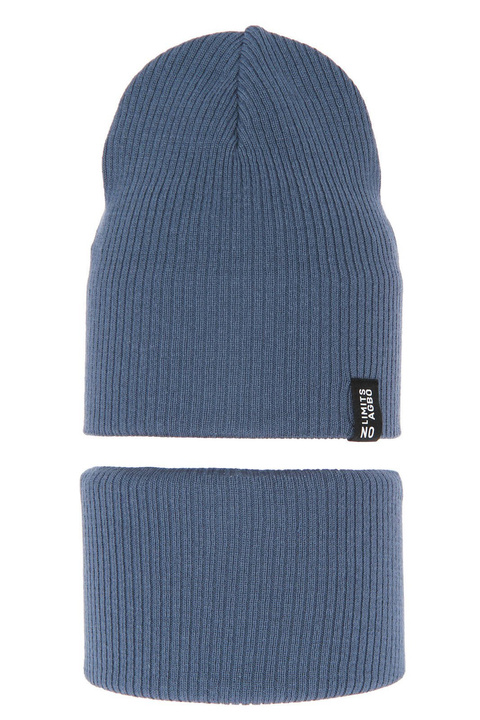 Gyermek szett: sapka és sál őszi/tavaszi,, pamuttal, kék Tunis