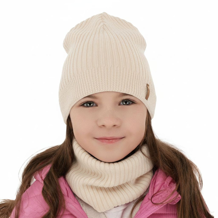 Őszi/tavaszi szett lányoknak: sapka és sál rózsaszín 100% gyapjú extrafine merinó Chelsie