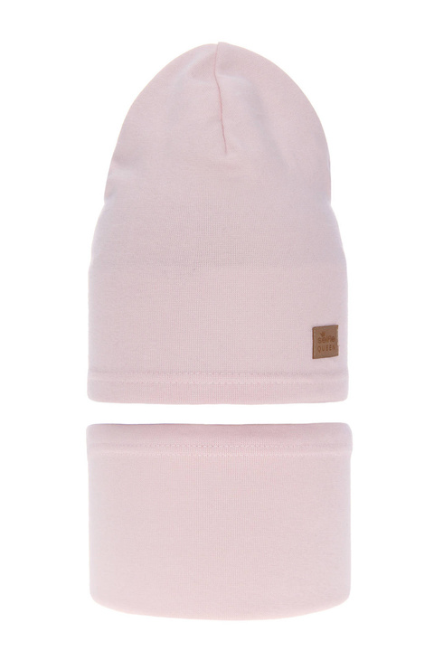 Őszi/tavaszi szett kislányoknak: rózsaszín pamut sapka és csősál Selfie