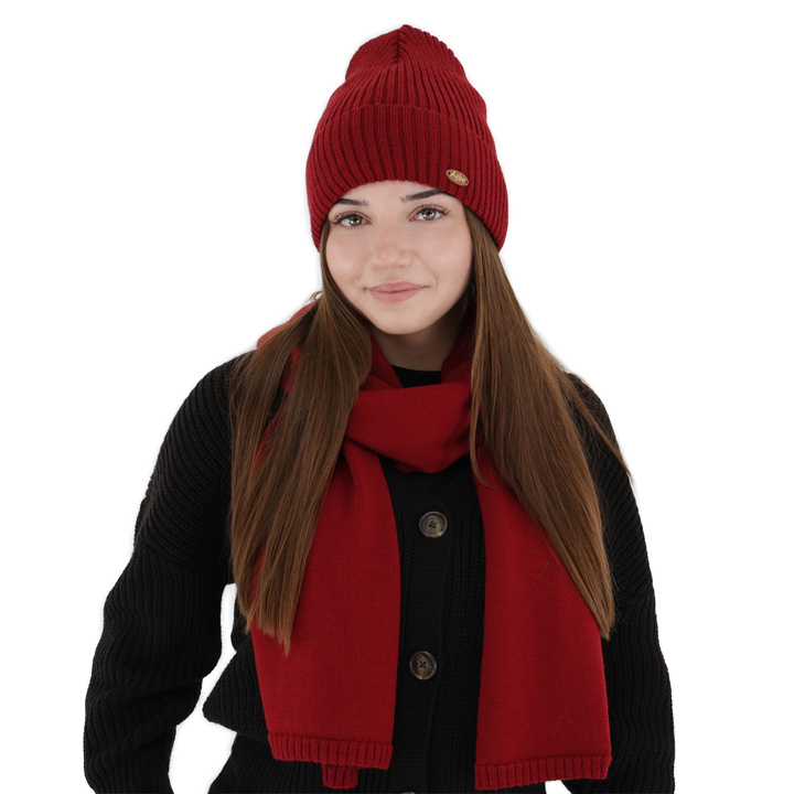 Női téli sál, bordó, 100% merinó gyapjú, Elonia