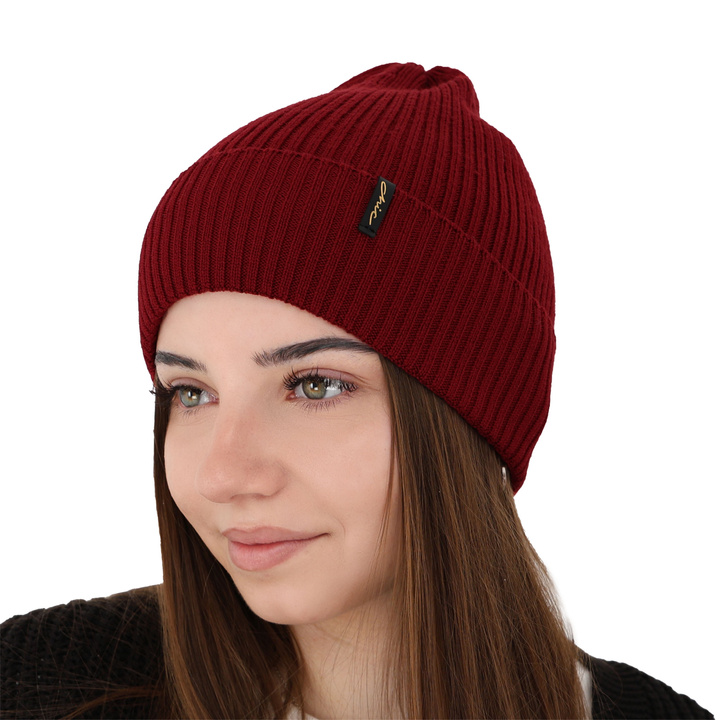 Női téli sapka, bordó, 100% merinó gyapjú, Megan