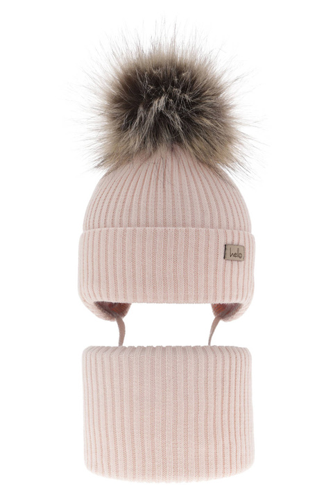 Téli szett lányoknak: sapka és sál világos rózsaszín Bria