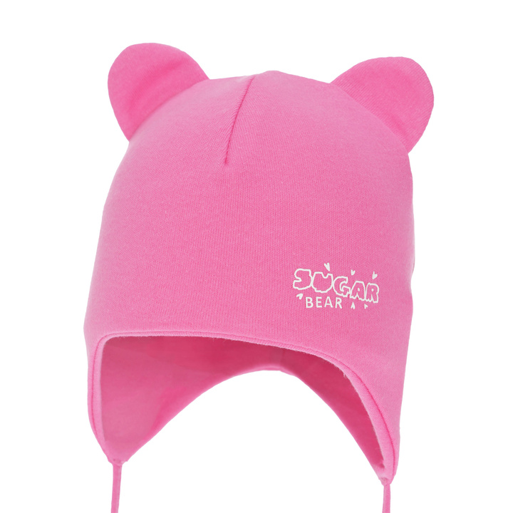 Kislány őszi-tavaszi sapka, rózsaszín, pamut, megkötős, Kelda