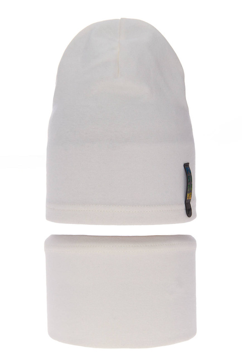 Lány őszi/tavaszi szett: sapka és pamut nyakmelegítő krémszínű Flores