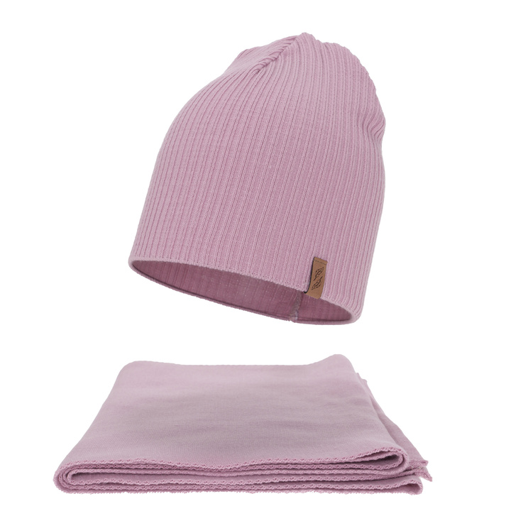 Női téli sapka és sál szett, lila, Fena