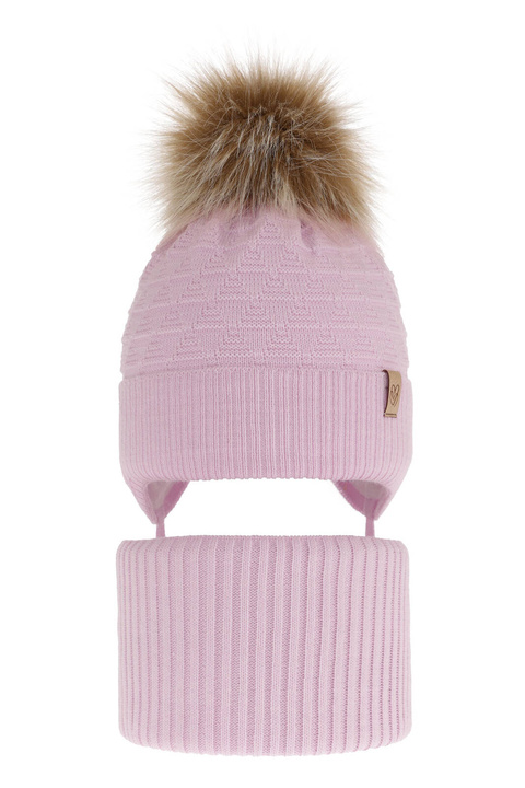 Lányoknak való téli szett: sapka pomponnal és lila sál Egeria