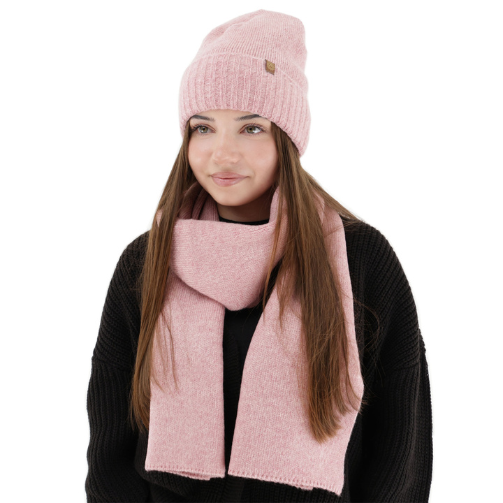 Női téli sapka és sál szett, piros, Shasta